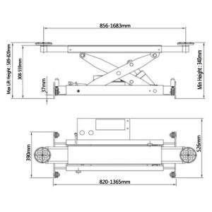 Dimensions for Ascenta RJ3500A - Jacking Beam